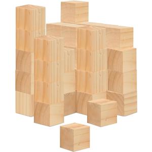 64 PCS Wooden Cubes 1 Inch Unfinished Wooden Blocks Natural Solid Wood Square Blocks for Puzzle Making Carving Crafts and DIY Projects Home Decor