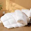 Feather Down Fiber Comforter Queen Size, Ultra Soft 100% Cotton Duvet Insert, Luxurious Hotel Collection White Bedding Comforters, All Season Medium Warmth 90 x 90 Inch. (Queen 90"x90")