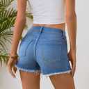 OFLUCK Jean Shorts for Womens Mid Rise Ripped Denim Summer Shorts (Blue)