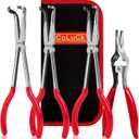 4Pcs 11" Hose Gripper Plier Hose Remover Set,5/16-Inch, 1/2-Inch, 3/4-Inch Dia, Offset Spark Plug Boot Removal Pliers Serrated Jaws for Cannon Plug Removal Tool Hard to Reach Narrow Spaces