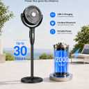 Cordless Rechargeable Pedestal Fan, 12000mAh Battery, Remote Control | Up to 30H Runtime, 120°+120° Oscillation, 8 Speeds, Adjustable Height Standing Fan for Bedroom, Patio, Camping