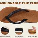 ONCAI Flip Flops for Women, Beach Thong Sandals Womens with Arch Support, Dressy Rhinestone Comfortable Yoga Mat and Non Slip Rubber Soles for Summer US Size 5-11 (9, Black/Khaki)