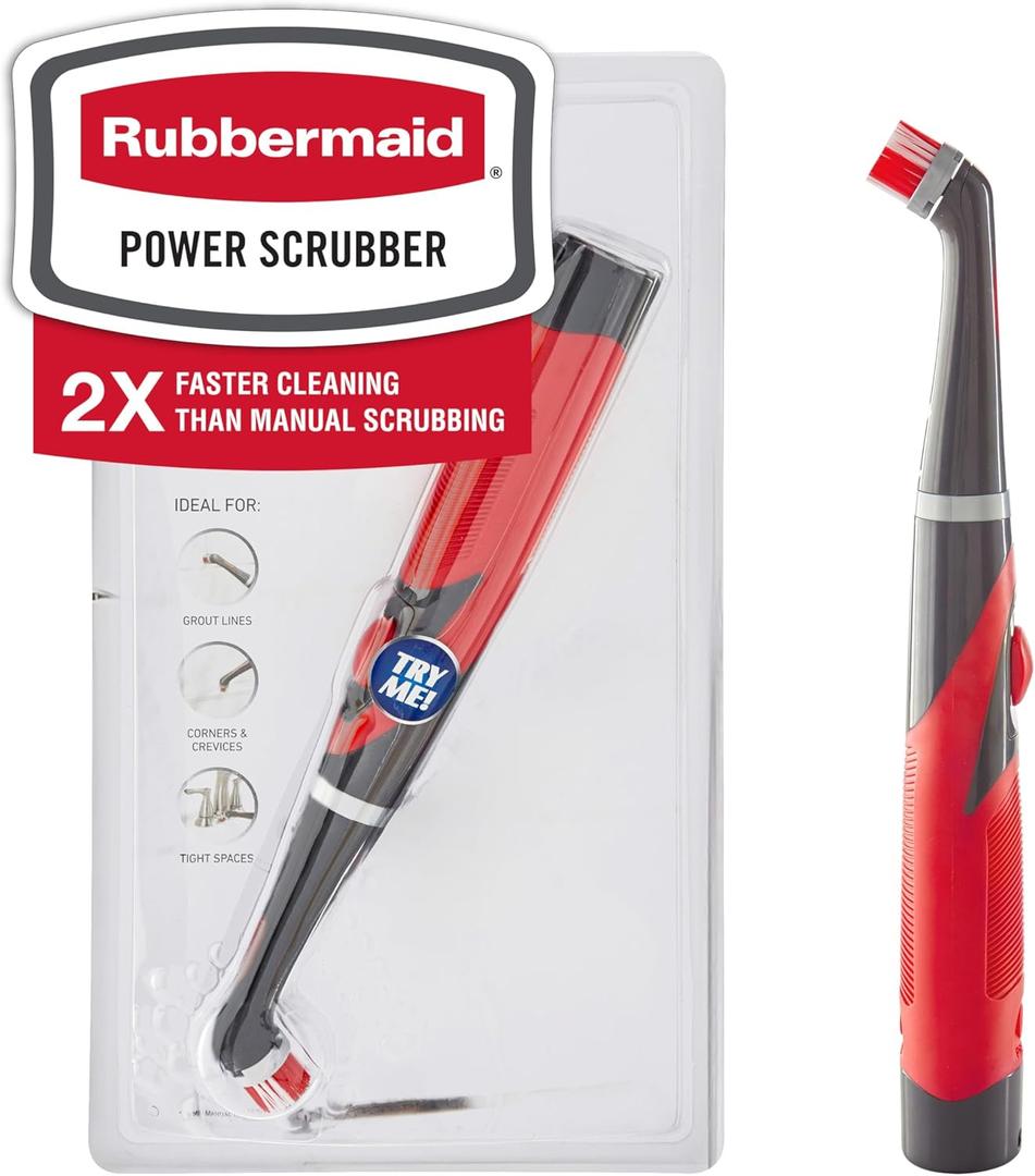 Rubbermaid Reveal Power Scrubber with Multi-Purpose Head, Cordless Electric Battery Powered Scrub Brush, Water Resistant, for Home/Kitchen/Bathroom/Grout/Tile/Shower/Tub