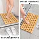 Domax Wooden Bamboo Bath Shower Mat- Non-Slip Waterproof Large Bathroom Floor Mat for Indoor Outdoor (Natural, 31.3 x 18.1 x 1.5 Inches)