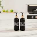 Glass Soap Dispenser for Kitchen Sink and Bathroom - Modern Farmhouse Decor, Hand Soap Dispenser for Kitchen Sink Decor (Black-dishes)