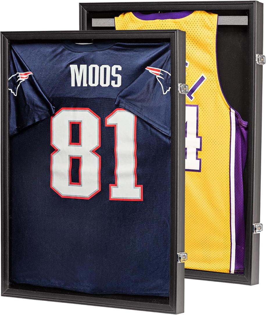 2-Pack Jersey Frame Display Cases Sports Jersey Display Frames with 98% UV Protection for Football, Baseball, Basketball, Hockey, Soccer, Uniform & T-Shirt Lockable & Durable Frames