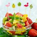 2 x 120pcs Summer Cocktail Picks Tropical Hawaii Cocktail Picks Assorted Flamingo Pineapple Monstera Palm Leaf Cactus Pick for Appetizers Food Drinks Cupcake Hawaiian Luau Party Decoration Supply