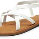 DREAM PAIRS Women's Flat Sandals Strappy Dressy Comfortable Ankle Strap Casual Summer Thong Sandals for Beach (7.5, White)