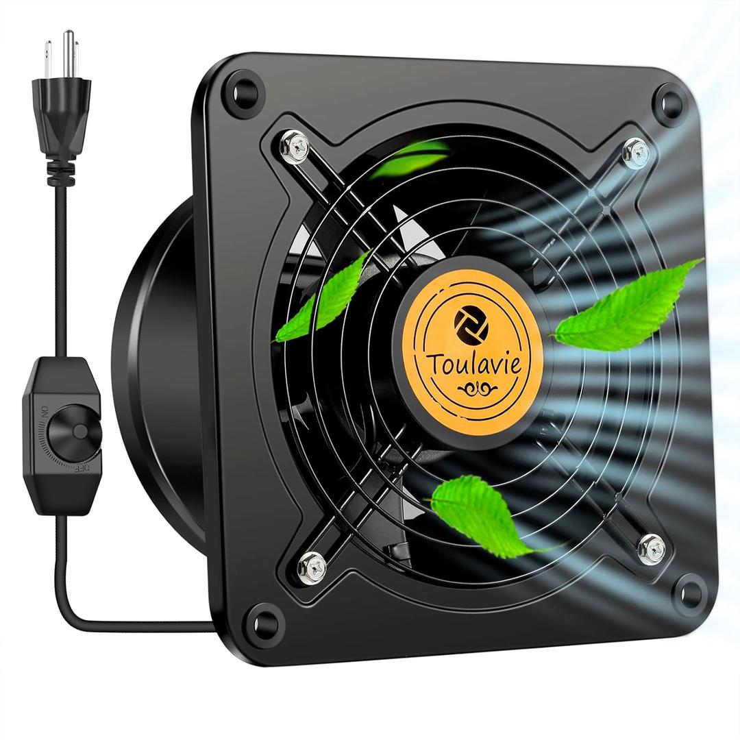 Exhaust Fan with Variable Speed Controller Quiet, 8 Inch 429CFM Wall Mounted Vent Fans, Outer Rotor Motor Exhaust Fan for Bathroom Attic Kitchen Window Basement