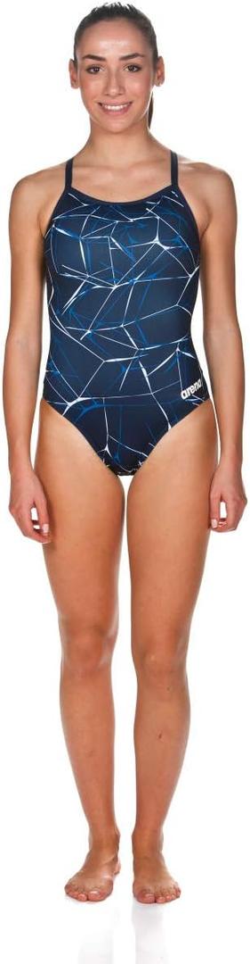 ARENA Women's Water Light Drop Back MaxLife One Piece Swimsuit (26, Navy/Royal)