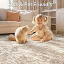 6ft Round Area Rug - 6X6 Abstract Washable Large Soft Foldable Non Slip Rug Neutral Modern Low Pile Carpet for Living Room Bedroom Nursery Dining Room Farmhouse Home Office Indoor - Brown