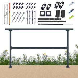 CR Fence & Rail Horizontal Metal Deck Railing, 6ft Wide Residential Handrail for Flat Surfaces, Simple Flat Design, Black Straight for Decks & Patio, Horizontal 36inch Tall