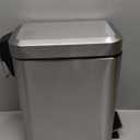 mDesign Metal Freestanding Slim Toilet Bowl Brush and Holder + Rectangle Narrow 5 Liter / 1.3 Gallon Step Pedal Trash Can Wastebasket for Bathroom - Small, Compact Design - Set of 2 - Brushed/Chrome (Stainless Steel)