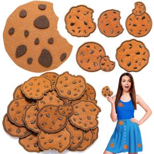 Breling 25 Pcs Halloween Cookie Costume Accessories Monster Costume Chocolate Chip Cookie Patches Decorations Monster Outfit Applique DIY Props Accessories Halloween Party Supplies for Men Women