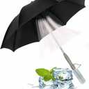 Umbrella with Fan & Mist Spray - Rechargeable UV Protective Cooling Umbrella for Patio, Beach, Travel | Portable Misting System & Detachable Water Bottle Included