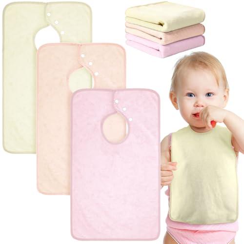 Hercicy Full Coverage Pullover Toddler Baby Bibs Terry Cloth Bibs with Snap Button for 0-4 Years Unisex Feeding Drooling(Stylish,3 Pcs)