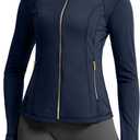 G Gradual Women's Workout Jackets Extended Waist Length Slim Full Zip 4 Pockets Athletic Jacket Spring Running Yoga Clothes 2XL