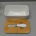 Butter Dish with Lid: Large Butter Dish for Countertop - Ceramic Butter Container with Knife Double Silicone Seal - Unique Stone Butter Dishes with Covers for Farmhouse Kitchen Decor Home Decor White