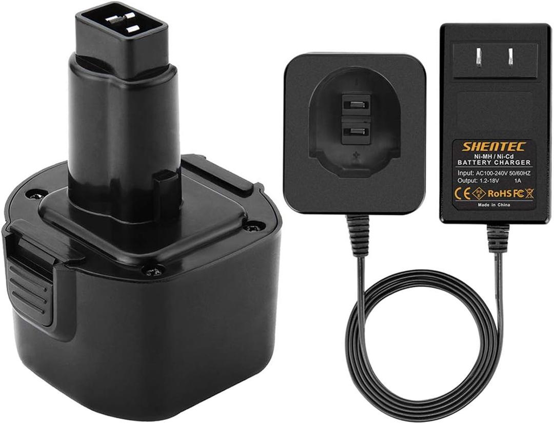 Shentec 3.0Ah 9.6V Battery Compatible with DW9062 DW9061 DE9036 DE9061 DE9062 DW9614 DW050 and Black & Decker PS120 Fire Storm Ni-MH Battery(Battery Charger Included)