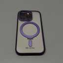 MAGIC JOHN Magnetic Case for iPhone 14 Pro Phone Case [Compatible with Magsafe] [with Magnetic Mental Stand][Military Grade Shockproof][Anti Yellowing] Translucent Matte Back with Soft Edge,Purple