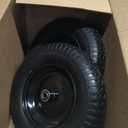 4.80/4.00-8" Flat Free Wheelbarrow Tires and Wheels, 14.5" Universal Fit Solid Tires with 5/8" or 3/4" Bearing, 3"-7" Hub, Adapter Kit Hand Truck Wheels Replacement for 3.50/2.50-8", 4.00-6"etc, 2 PCS