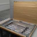 Babelio 34" Tall No Bottom Bar Baby/Dog Gate for Stairs, House and Doorways, 29.7-46.5" Auto Close Safety Pet Gates with Large Walk Thru Door, Hardware Mount, Black