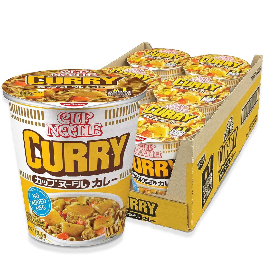 Nissin Cup Noodle Ramen Noodle Soup, Curry, 2.82 Ounce (Pack of 6), BB Date 09/22/2026