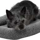 Furhaven Dog Bed for Extra Small Dogs & Indoor Cats, 100% Washable, Sized to Fit Crates - Sherpa Fleece Bolster Crate Pad - Gray, Extra Small (22.0"L x 13.0"W x 2.3"Th)