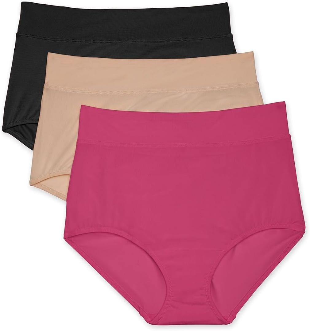Warner's Women's Blissful Benefits Dig-free Microfiber Brief 3-pack, Large