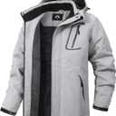 Men's Mountain Winter Coat Warm Fleece Ski Snow Jacket Waterproof Raincoat with Hood (X-Large, Light Gray)