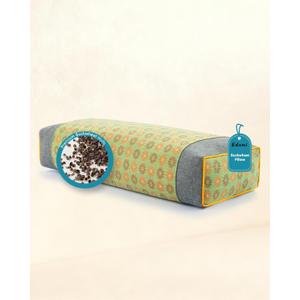 Rectangular Buckwheat Neck Pillows,19.6"x9.8" Flat Cervical Support Pillows for Sleeping, Adjustable Buckwheat Hull Filling for Neck Pain Relief, with Floral Pattern Washable Covers,Green