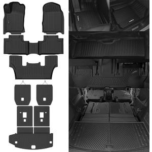 Naibeve Floor Mats for 2016-2025 2026 Dodge Durango 6-Seater (2nd Row Captain Seats) - All Weather Custom Fit for Durango Floor Mats Cargo Mat 2nd & 3rd Row Backrest Mats Interior Accessories