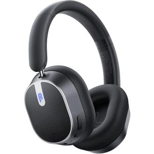 Hybrid Active Noise Cancelling Headphones, 120H Playtime Bluetooth Over Ear Headphones, Bluetooth 6.0 Wireless Headset with Display, 6 ENC Mic, Hi-Res Audio, Transparency Mode for Travel Game Black