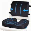 QUTOOL Orthopedic Seat Cushion and Lumbar Support Pillow for Office Chair & Car, Memory Foam with Washable Cover Ergonomic Desk Chair Cushion for Tailbone, Lower Back Pain, Sciatica Relief