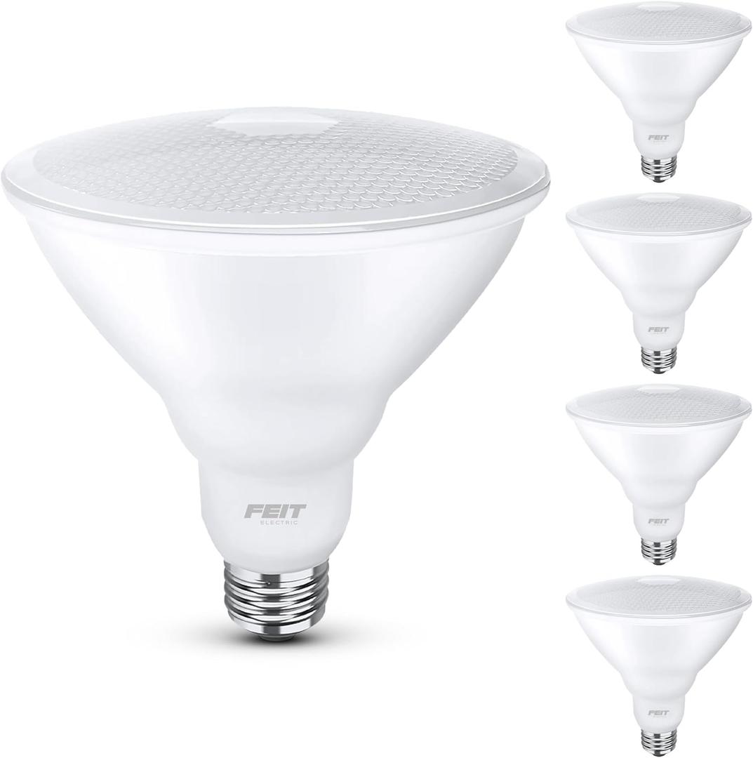 Feit Electric LED PAR38 Bulbs, 75W Equivalent, Non Dimmable, 5000k Daylight, 750 Lumens, 10 Year Lifetime, E26 Base, PAR38 Flood Lights, CRI 90, Damp Rated, 4 Pack, PAR38/950CA10K/MP/4