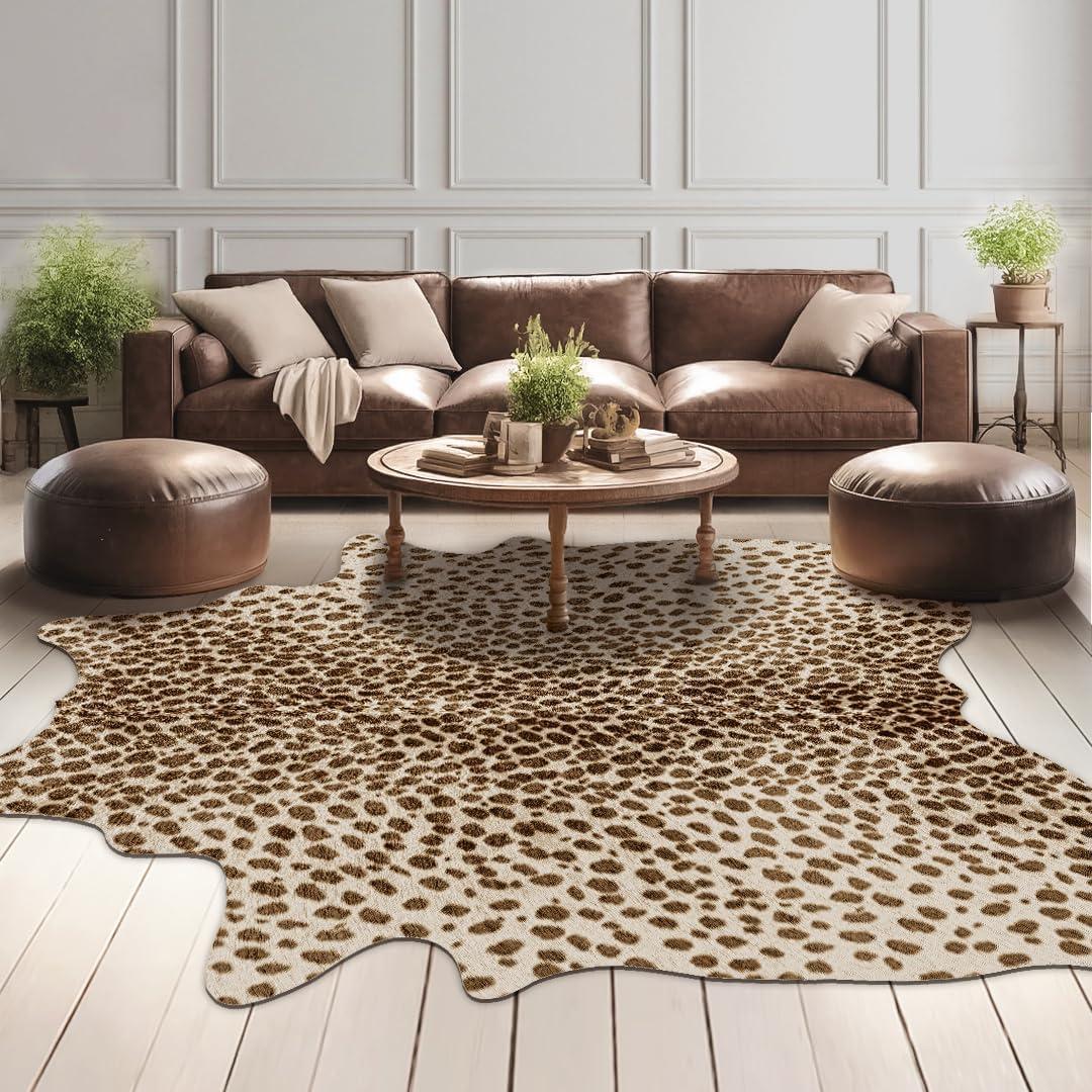 Leopard Rug Cheetah Print Rug: 8x10 Feet Large Animal Area Carpet Western Decor for Bedroom Living Room