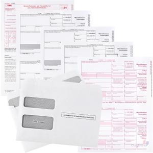 1099 Misc Forms 2024, 4 Part Laser Tax Forms Kit for 25 Vendor with 25 Self-Seal Envelopes, Designed for QuickBooks and Accounting Software