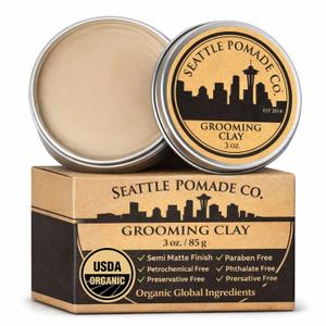 Seattle Pomade Co. Grooming Clay for Hair - USDA Certified, With Organic Essential Oils, Beeswax Based. Made with organic materials from around the world.
