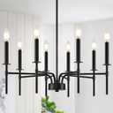 8 Light Black Chandelier Light Fixture, Modern Farmhouse Chandeliers for Dining Room Light Fixture, Metal Candle Pendant Chandelier for Foyer Entryway Stairs Living Room Bedroom Kitchen