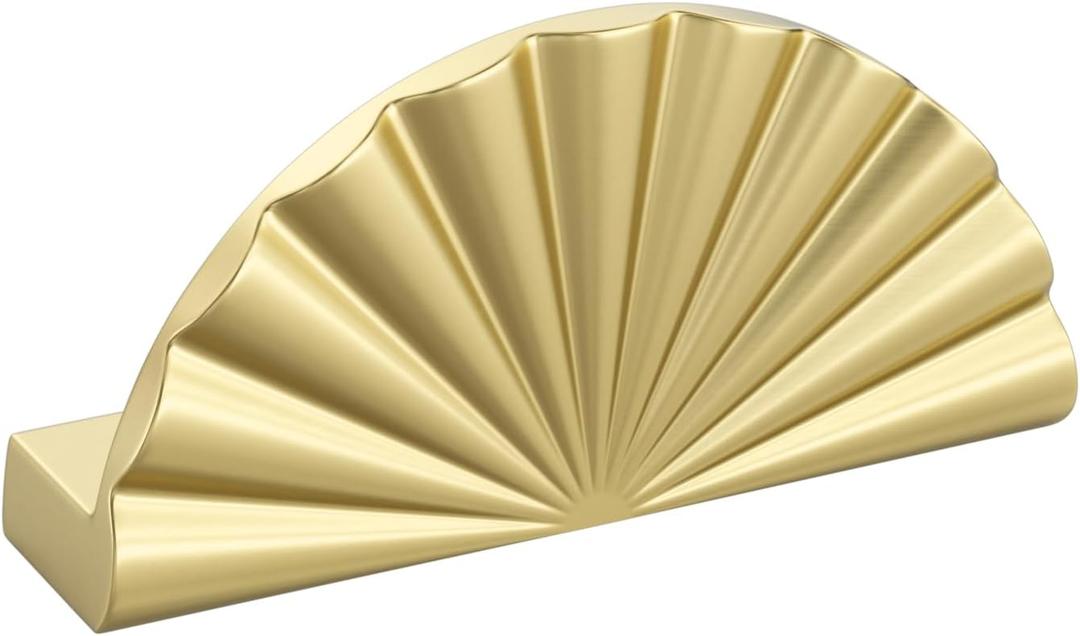 goldenwarm 6 Pack Gold Cabinet Handles Drawer Edge Pulls 2-1/2 in Hole Center Hardware Handle and Pull for Half Moon Dresser Drawers