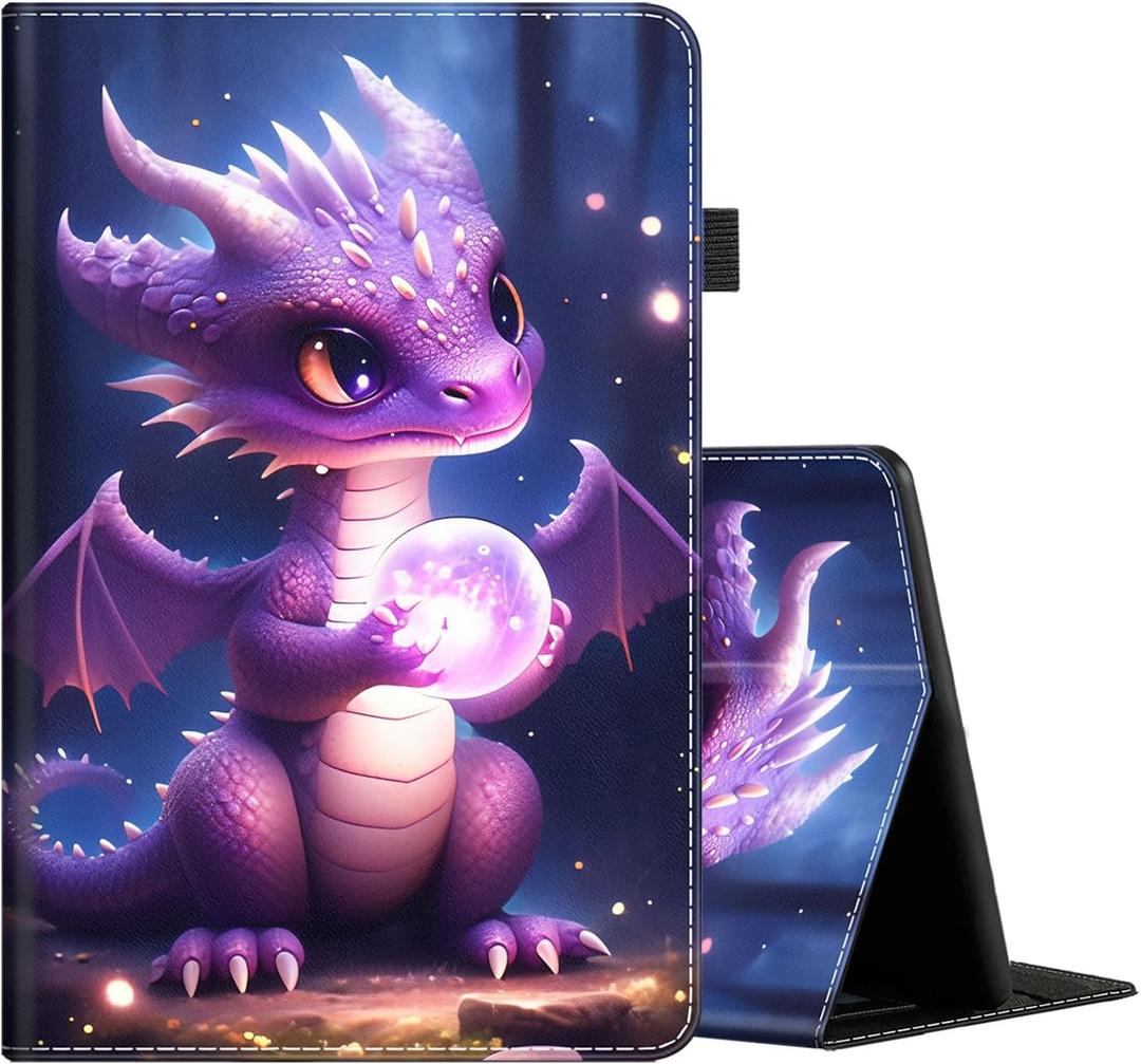 Case for Amazon Fire HD 10 Tablet (7th / 9th Generation, 2017/2019 Release), Slim Folding Stand Cover with Auto Wake/Sleep for Fire HD 10, Purple Dragon Baby (FDH-HD10 2019-4-26)