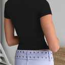 Dwnval Womens 2 Piece Sexy Casual Short Sleeve Crewneck Shirts Summer Slim Fit Cute Crop Tops (Black, XL)