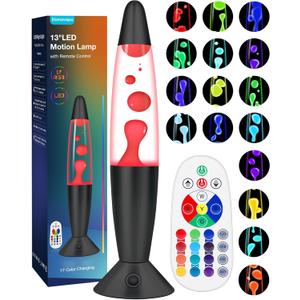 Black Liquid Motion Lamps 17 Colors Changing with Remote, 13.5 Inch LED Night Light for Kids Adults, Mood Lighting Small Table Lamp for Bedroom Nightstand Office Decor, Cool Birthday Christmas Gifts