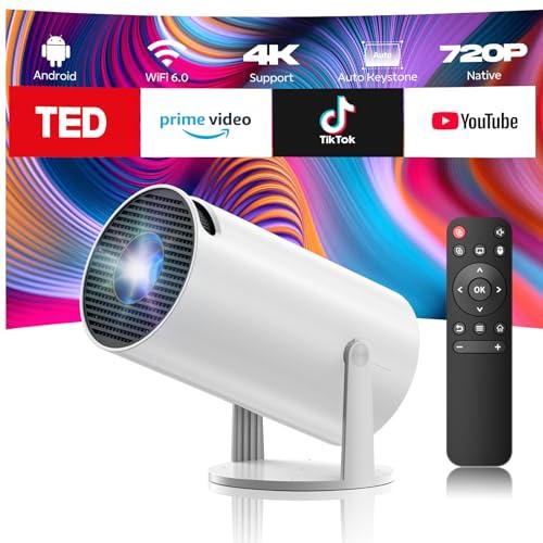 Projector with WiFi and Bluetooth, Mini Projector, 4K 1080P Support Portable Wireless Movie Projectors 220° Rotatable 130'' Screen Auto Keystone Compatible with HDMI/iPhone/TV Stick for Bedroom Indoor