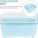 Operitacx Kitchen Dish Drying Rack Box with Lid 13X10.2X7.9 Inch Cutlery Organizer for Bowls and Chopsticks Covered Storage Solution for Home and Restaurant