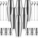 Dandat 18 Pcs Cocktail Shaker Set Include 6 Pcs 28oz and 18oz Bar Shakers with 6 Pcs Measuring Jigger and 6 Mixing Spoon Stainless Steel Drink Alcohol Mixer Bartender Kit Bulks for Home Party Bar