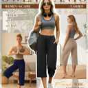 Huukeay 3 Pack Women's Capri Sweatpants Cozy Wide Legs Cropped Capri with Pockets Lounge Jogger Pants Workout Yoga Solid (XL)- Black, Navy Blue, Apricot