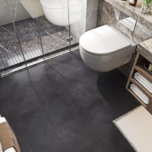 FunStick 30 Pack Floor Tiles Peel and Stick Flooring Bathroom Floor Tile 12x12In Charcoal Grey Waterproof Vinyl Flooring Peel and Stick on Floor Tile Sticky Tiles for Kitchen Basement Laminate Tiles (Slate Gray)
