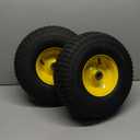 15x6.00-6 Tire and Wheel Assembly (2 Pack),Replacement Riding Lawn Mower Front Tires - With 3" Centered Hub and 3/4" Bushings (Extra 5/8" Bushings) (Yellow)