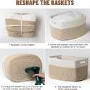 5 Pack Woven Storage Baskets for Shelves, Decorative Basket Organizer Storage Bins for Toys, Books, Clothes, Closet, Nursery, Bathroom Cotton Rope Shelf Baskets for Organizing, Khaki & White